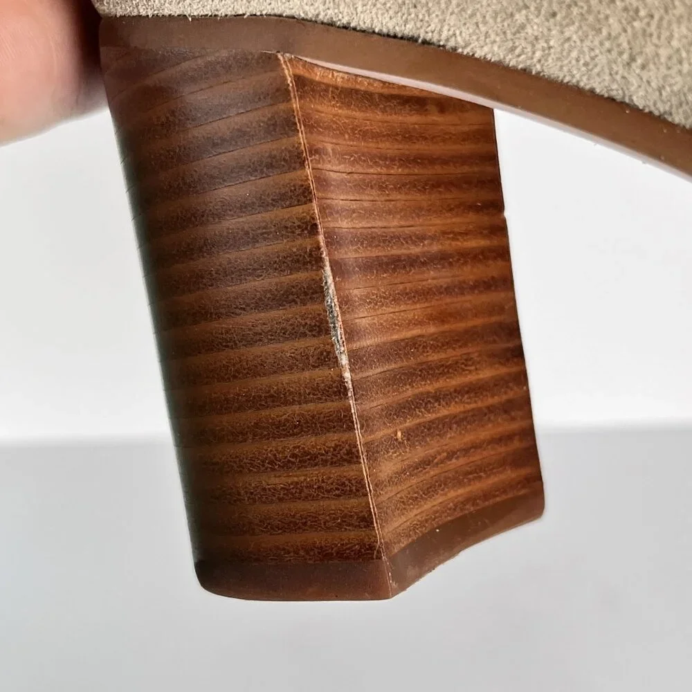 NEW Coach Olivia bootie Suede Block Stacked Heel Tan Zip Ankle Charm 10 - Picture 3 of 12